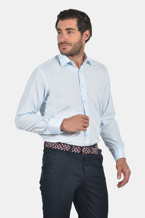 Ανδρικό Πουκάμισο Σιέλ Tweed