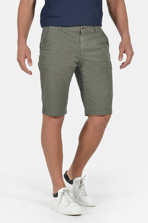 Ανδρική Βερμούδα Chino Λαδί Cotton Green