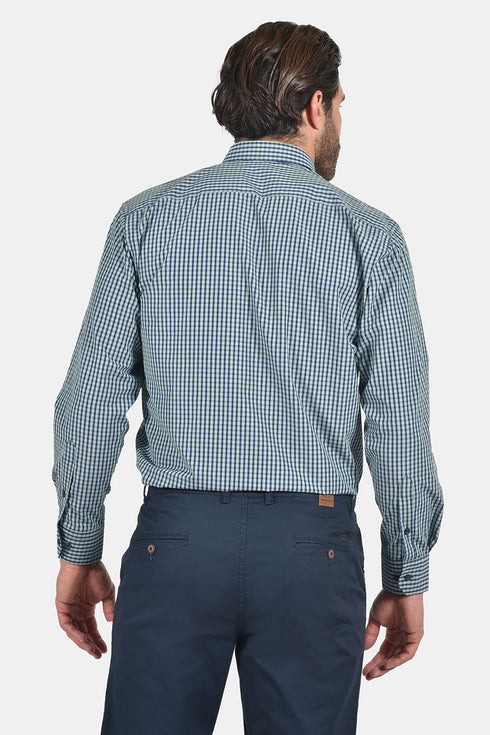Ανδρικό Πουκάμισο Καρό Πράσινο-Μπλε Tweed