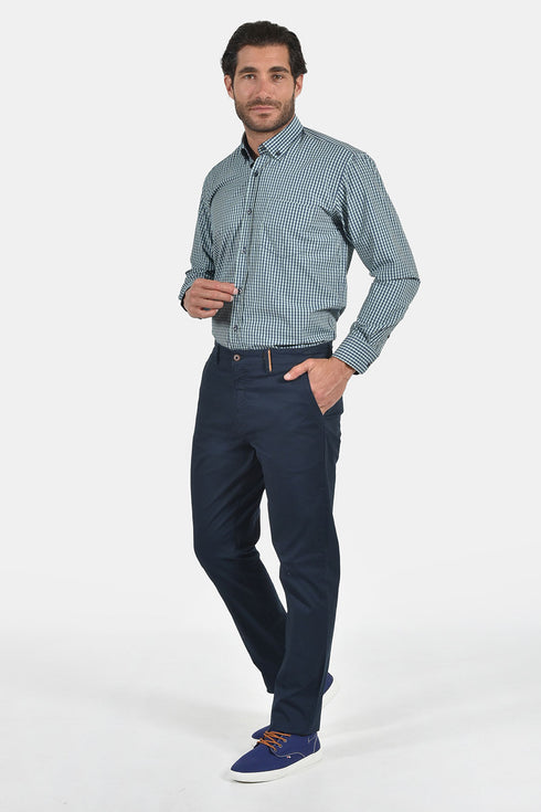 Ανδρικό Πουκάμισο Καρό Πράσινο-Μπλε Tweed