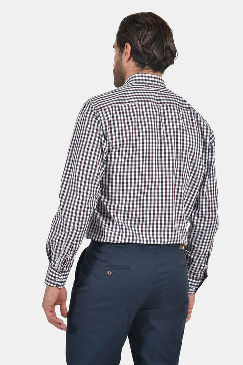 Ανδρικό Πουκάμισο Καρό Μπλε-Μπορντό Tweed