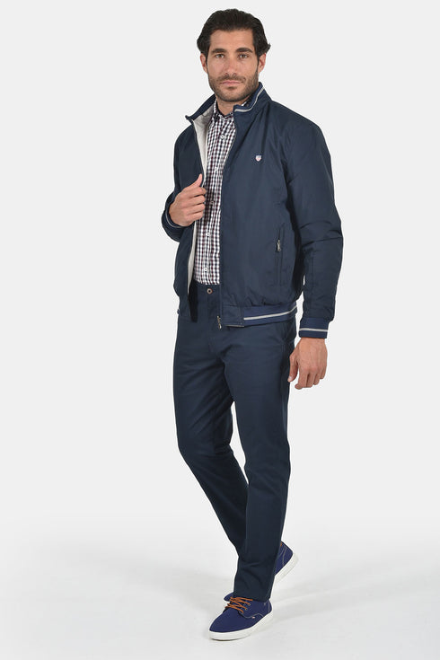 Ανδρικό Ανοιξιάτικο Μπουφάν Διπλής Όψεως Μπλε-Εκρού NYT