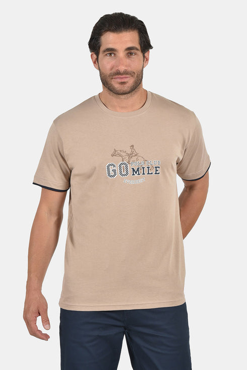 Ανδρικό T-Shirt Άνετη Γραμμή Μπεζ με Τύπωμα Everbest