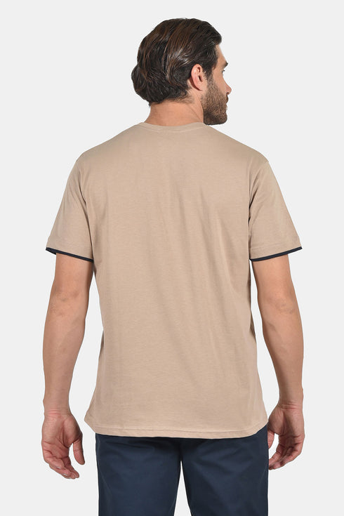 Ανδρικό T-Shirt Άνετη Γραμμή Μπεζ με Τύπωμα Everbest