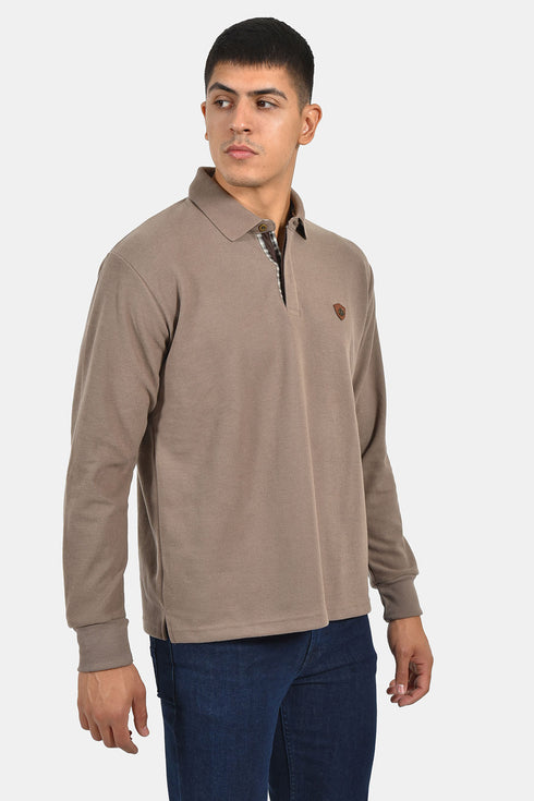 Ανδρική Μπλούζα με Γιακά Άνετη Γραμμή Μπεζ Everbest