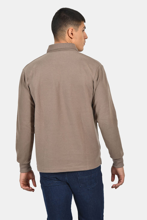 Ανδρική Μπλούζα με Γιακά Άνετη Γραμμή Μπεζ Everbest