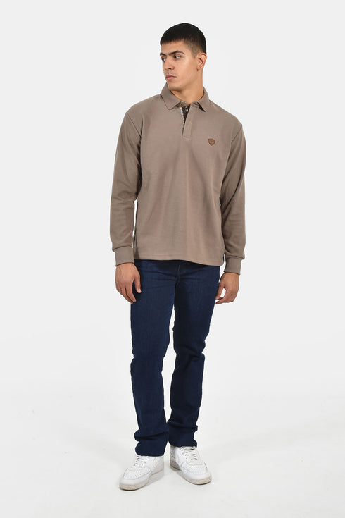 Ανδρική Μπλούζα με Γιακά Άνετη Γραμμή Μπεζ Everbest