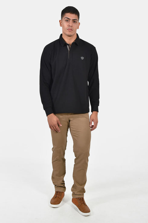 Ανδρική Μπλούζα με Γιακά Άνετη Γραμμή Μαύρη Everbest