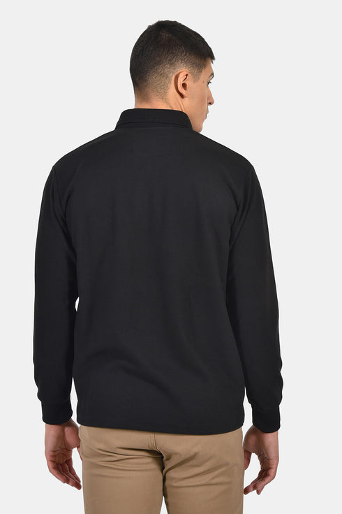 Ανδρική Μπλούζα με Γιακά Άνετη Γραμμή Μαύρη Everbest