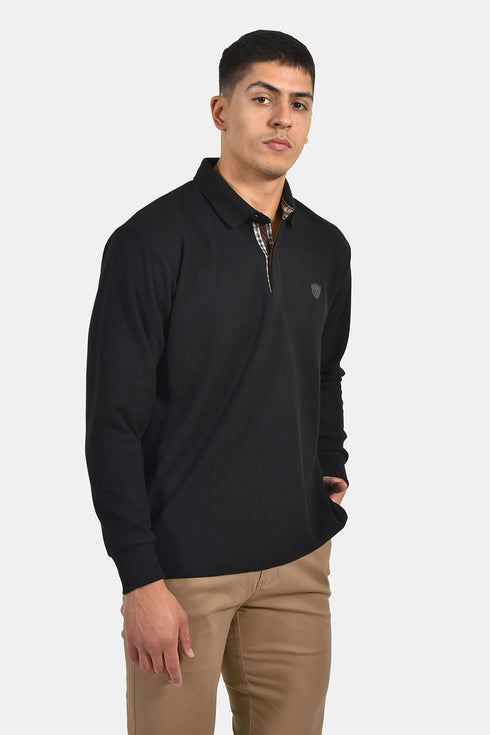 Ανδρική Μπλούζα με Γιακά Άνετη Γραμμή Μαύρη Everbest