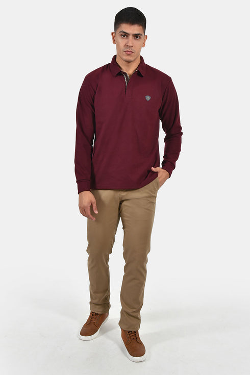 Ανδρική Μπλούζα με Γιακά Άνετη Γραμμή Μπορντό Everbest