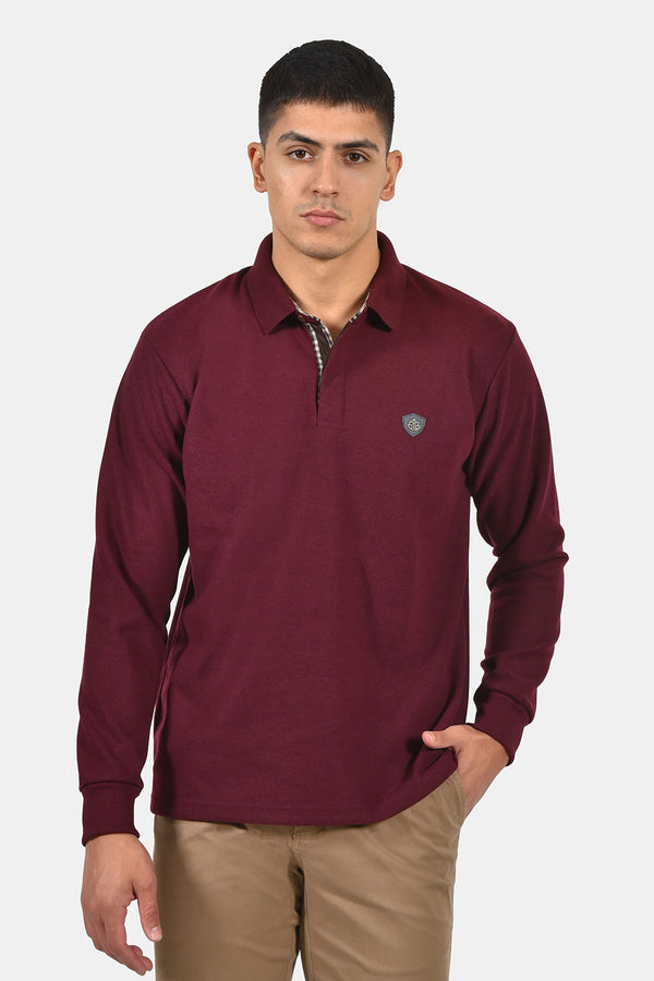 Ανδρική Μπλούζα με Γιακά Άνετη Γραμμή Μπορντό Everbest
