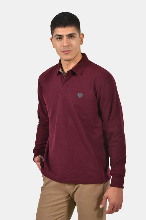 Ανδρική Μπλούζα με Γιακά Άνετη Γραμμή Μπορντό Everbest