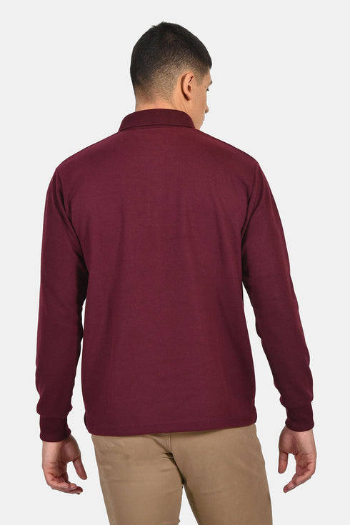 Ανδρική Μπλούζα με Γιακά Άνετη Γραμμή Μπορντό Everbest