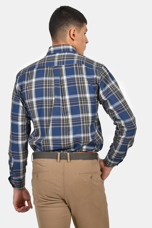 Ανδρικό Πουκάμισο Καρό Μπλε-Καφέ Bradley