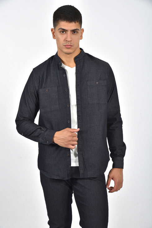 Ανδρικό Τζιν Πουκάμισο με Μάο Γιακά Brand's