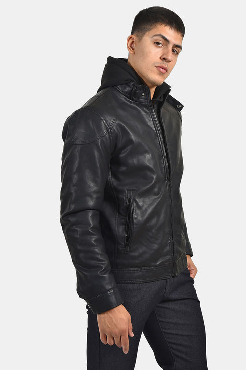 Ανδρικό Μπουφάν Από Vegan Δέρμα Μαύρο Camaro