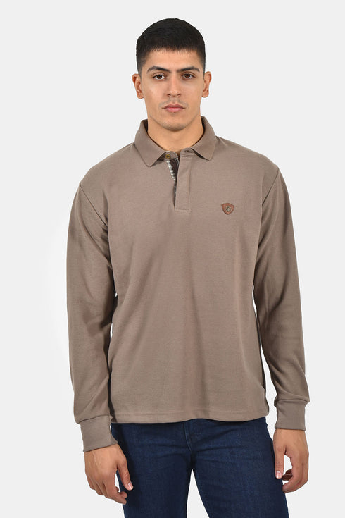 Ανδρική Μπλούζα με Γιακά Άνετη Γραμμή Μπεζ Everbest