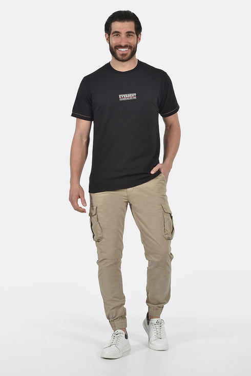Ανδρικό T-Shirt Άνετη Γραμμή Μαύρο με Τύπωμα Everbest