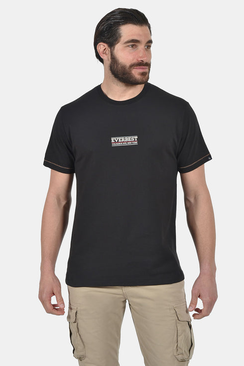 Ανδρικό T-Shirt Άνετη Γραμμή Μαύρο με Τύπωμα Everbest