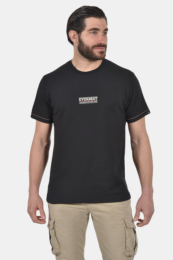 Ανδρικό T-Shirt Άνετη Γραμμή Μαύρο με Τύπωμα Everbest