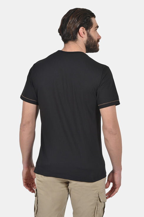 Ανδρικό T-Shirt Άνετη Γραμμή Μαύρο με Τύπωμα Everbest