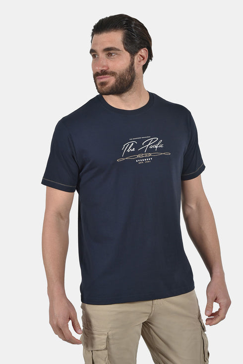 Ανδρικό T-Shirt Άνετη Γραμμή Μπλε με Τύπωμα Everbest