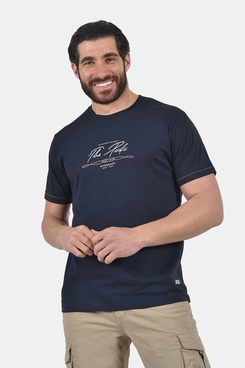 Ανδρικό T-Shirt Άνετη Γραμμή Μπλε με Τύπωμα Everbest