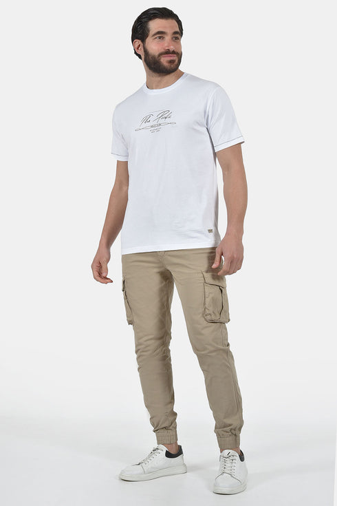 Ανδρικό T-Shirt Άνετη Γραμμή Λευκό με Τύπωμα Everbest