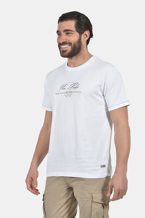 Ανδρικό T-Shirt Άνετη Γραμμή Λευκό με Τύπωμα Everbest