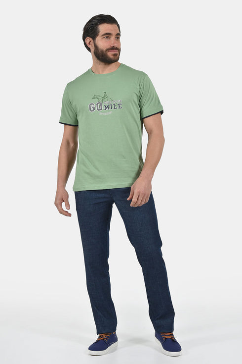 Ανδρικό T-Shirt Άνετη Γραμμή Φυστικί με Τύπωμα Everbest