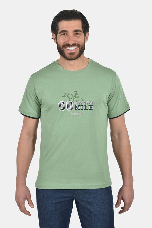 Ανδρικό T-Shirt Άνετη Γραμμή Φυστικί με Τύπωμα Everbest