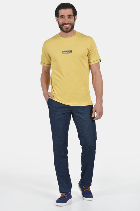 Ανδρικό T-Shirt Άνετη Γραμμή Κίτρινο με Τύπωμα Everbest