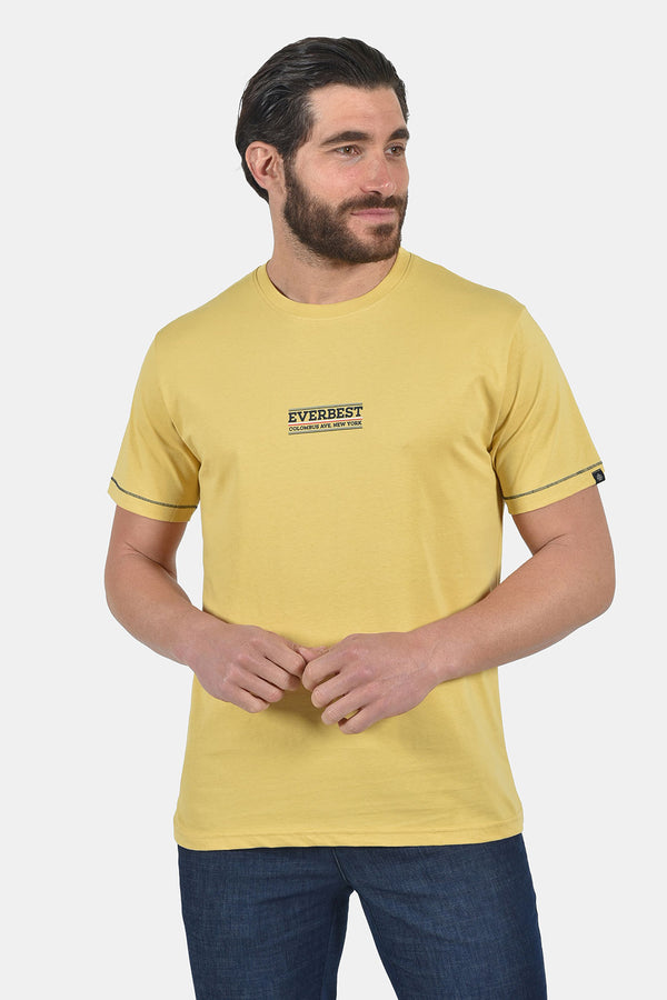 Ανδρικό T-Shirt Άνετη Γραμμή Κίτρινο με Τύπωμα Everbest