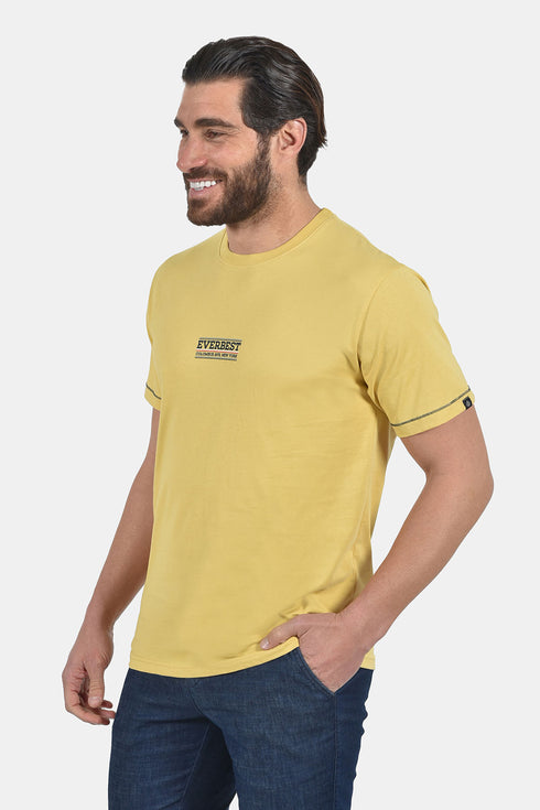 Ανδρικό T-Shirt Άνετη Γραμμή Κίτρινο με Τύπωμα Everbest