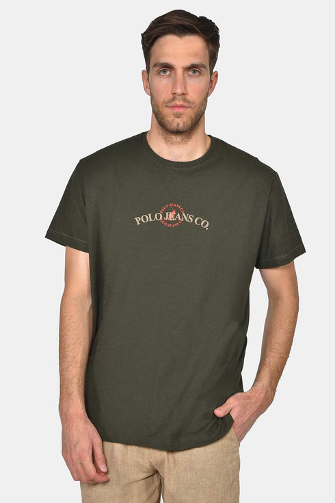 Ανδρικό T-Shirt Φλάμα Άνετη Γραμμή Χακί Everbest