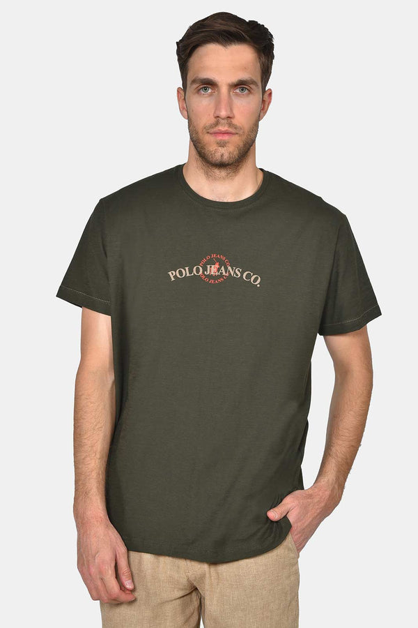 Ανδρικό T-Shirt Φλάμα Άνετη Γραμμή Χακί Everbest