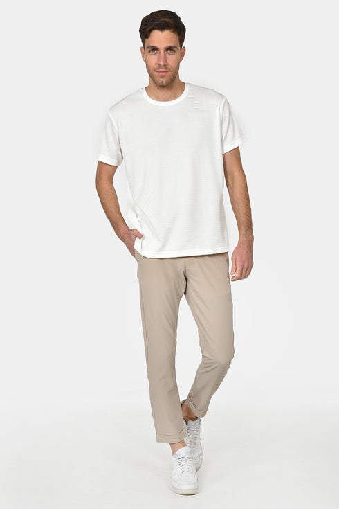 Ανδρικό T-Shirt με Ανάγλυφη Υφή Χρώμα Εκρού Everbest