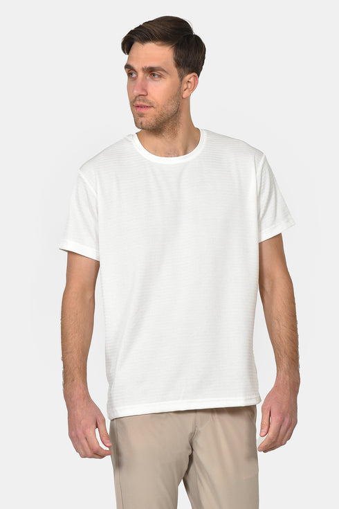 Ανδρικό T-Shirt με Ανάγλυφη Υφή Χρώμα Εκρού Everbest