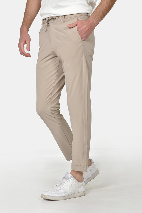 Ανδρικό Παντελόνι Chino με Λάστιχο στη Μέση Μπεζ Brand's