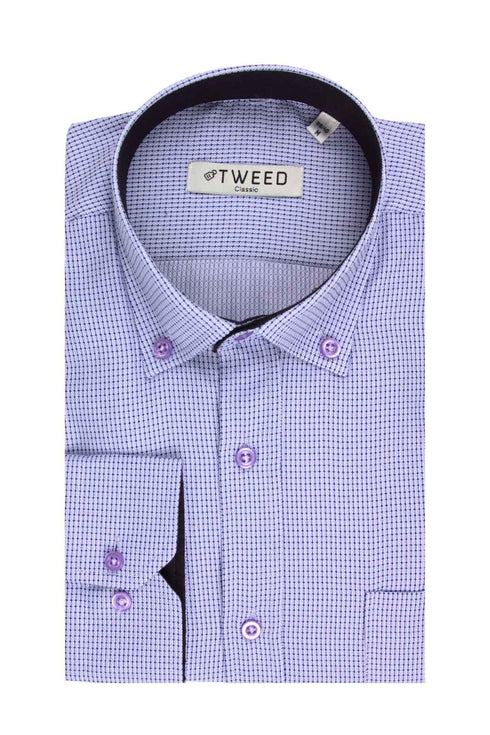 Ανδρικό Πουκάμισο Λιλά με Μικροσχέδιο Tweed