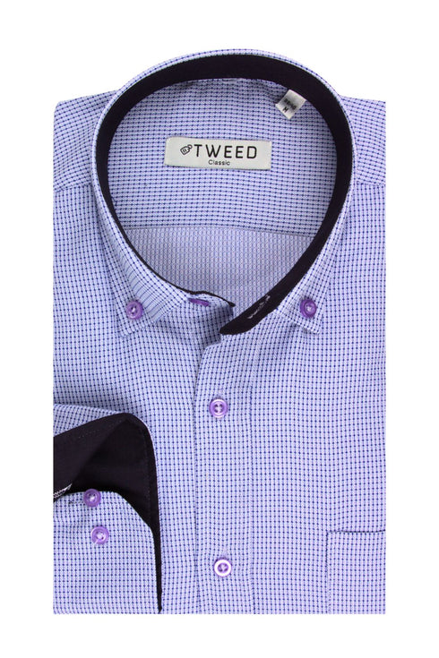 Ανδρικό Πουκάμισο Λιλά με Μικροσχέδιο Tweed
