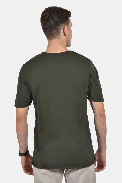 Ανδρικό T-Shirt με Λαιμό Βε Χακί NDC