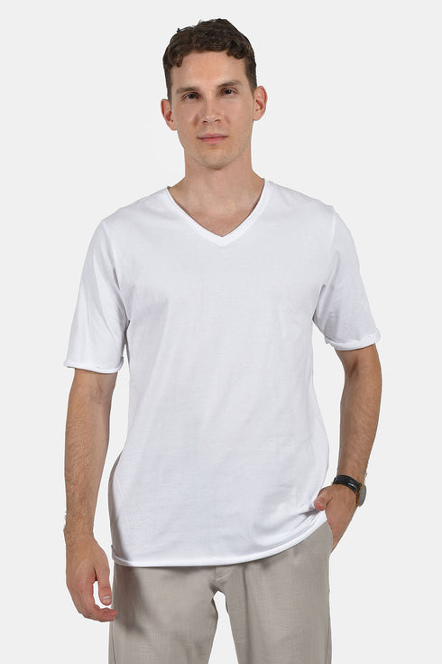 Ανδρικό T-Shirt με Λαιμό Βε Λευκό NDC