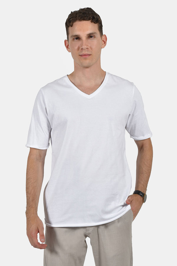 Ανδρικό T-Shirt με Λαιμό Βε Λευκό NDC