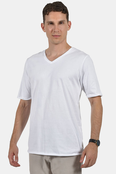 Ανδρικό T-Shirt με Λαιμό Βε Λευκό NDC