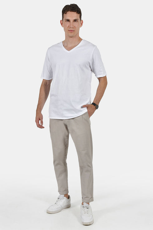 Ανδρικό T-Shirt με Λαιμό Βε Λευκό NDC