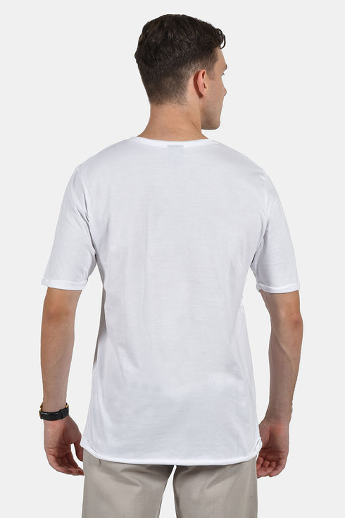 Ανδρικό T-Shirt με Λαιμό Βε Λευκό NDC