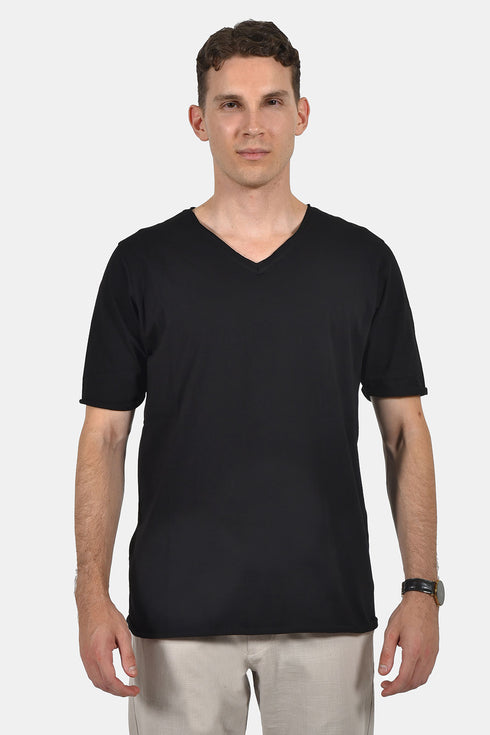 Ανδρικό T-Shirt με Λαιμό Βε Μαύρο NDC