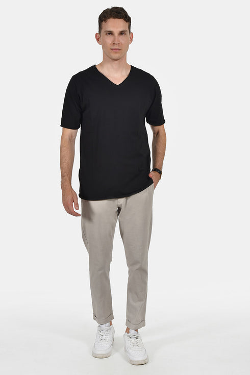 Ανδρικό T-Shirt με Λαιμό Βε Μαύρο NDC